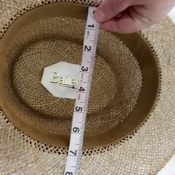 Bailey L Straw Hat Genuine Brown Trim USA Fedora - Picture 6 of 10